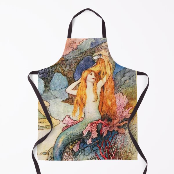 Item preview, A mermaid combing her hair illustration  - Warwick Goble designed and sold by Vintage Designs +.