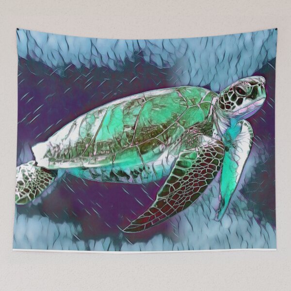 Item preview, diving sea turtle turtle, Tiffany style designed and sold by crea-homedesign.
