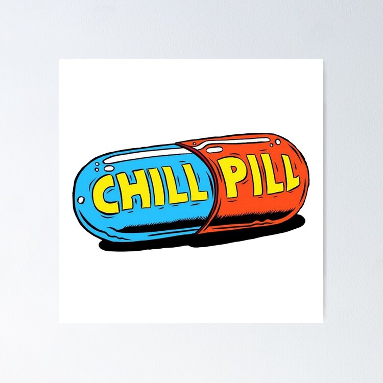 Chill pill red & blue design Sticker