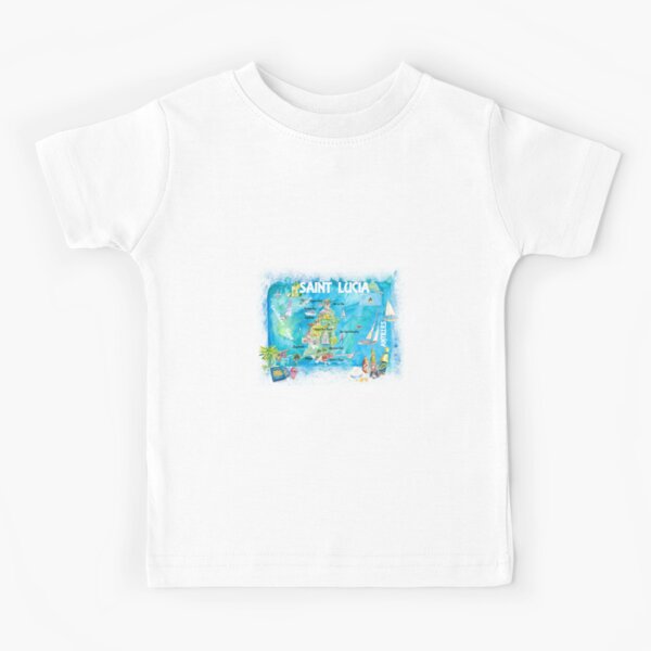 Saint Lucia Map Flag | Kids T-Shirt
