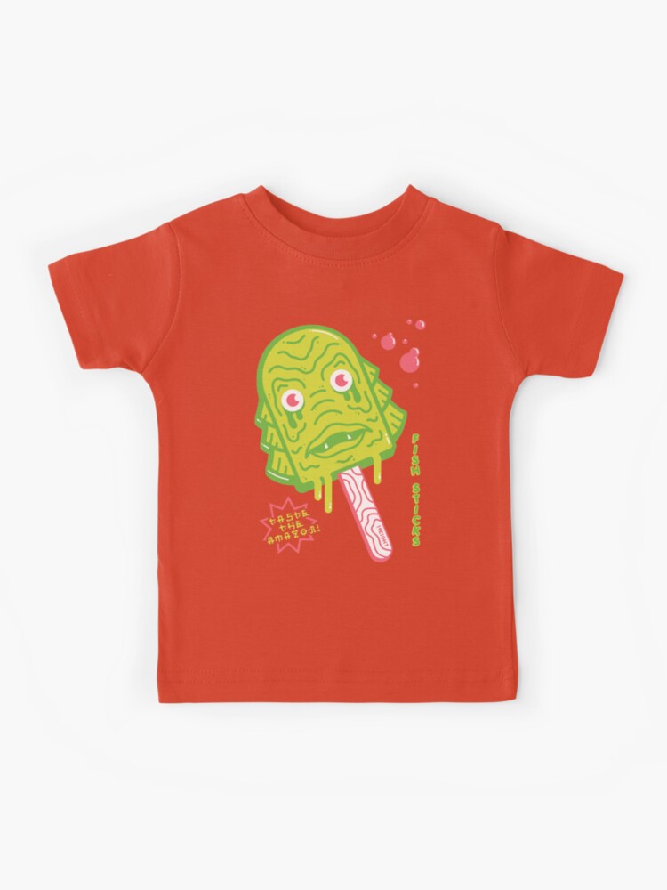 Spaghetti Yeti Bigfoot Eating Noodle Yeti Kids T-Shirt by mooon85