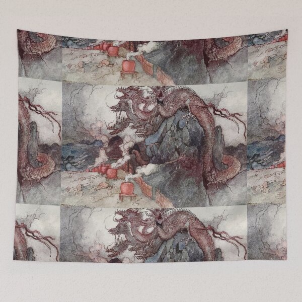 Item preview, Three headed Dragon illustration  - Warwick Goble designed and sold by Vintage Designs +.