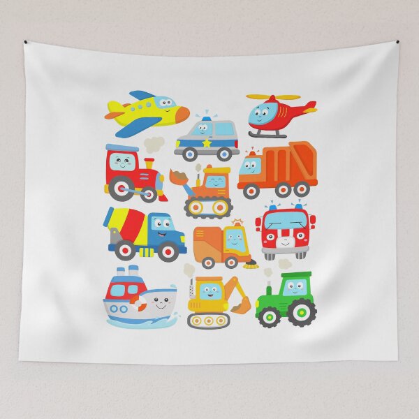 Item preview, Plane Helicopter Excavator Trashtruck Ship Tractor Train Police Firetruck Kids designed and sold by samshirts.