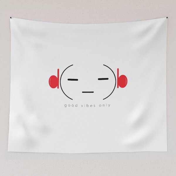 Item preview, Good vibes only red headphones line art designed and sold by expresivedesign.