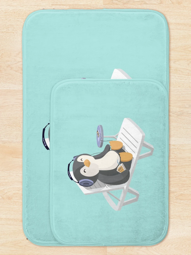 Thumbnail 5 of 6, Bath Mat, Poolside Penguin designed and sold by RobsArtThings.