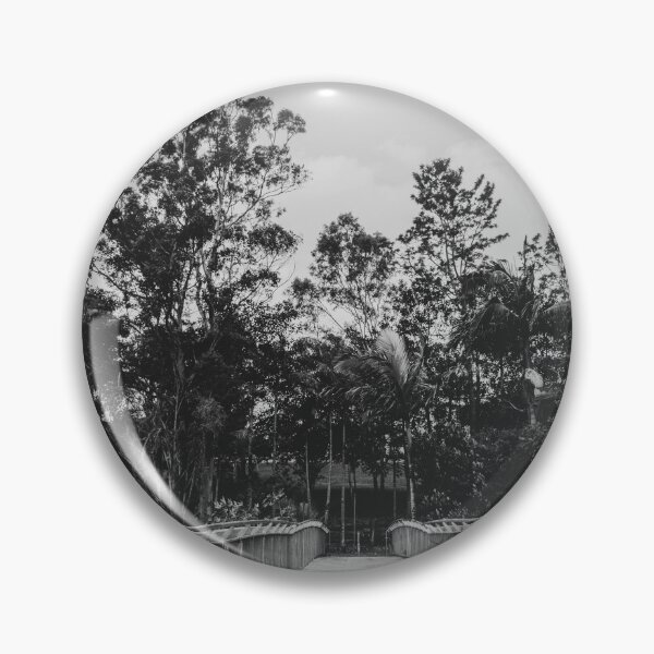 Item preview, Footbridge in tropical park, black and white version designed and sold by resket.