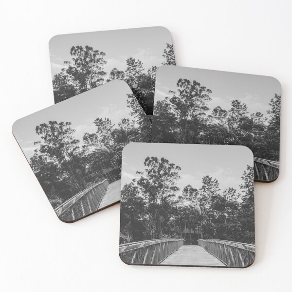 Item preview, Footbridge in tropical park, black and white version designed and sold by resket.