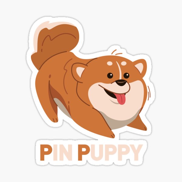 Pin Puppy Sticker For Sale By Pinture Redbubble