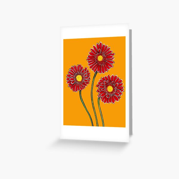 Three Pink Gerberas Greeting Card