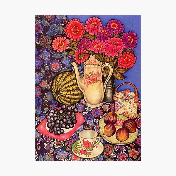 Item preview, Zinnias, Fruit & Coffee Pot designed and sold by YouBeaut Designs.