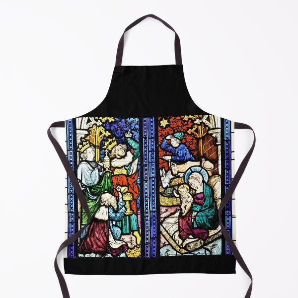 Item preview, Medieval Stained Glass Painting Nativity Adoration Scene Christmas designed and sold by worldways.