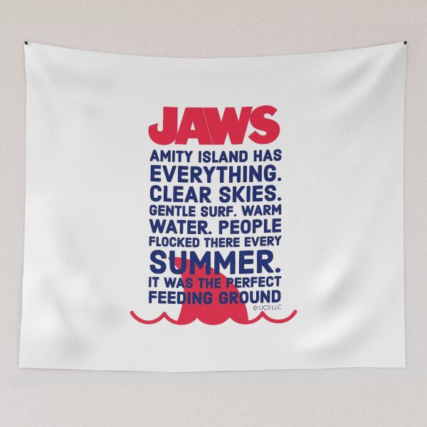 Item preview, Amity Island has everything. Clear Skies. Gentle surf. Warm water. People flocked there every summer. It was the perfect feeding ground. designed and sold by Tropical Blood.