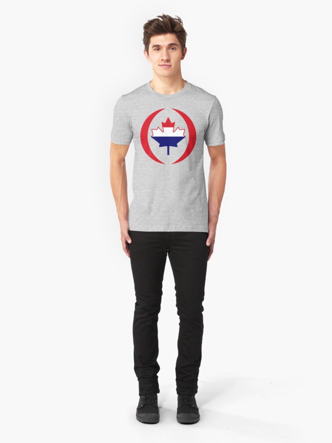 Alternate view of Dutch Canadian Multinational Patriot Flag Series Slim Fit T-Shirt