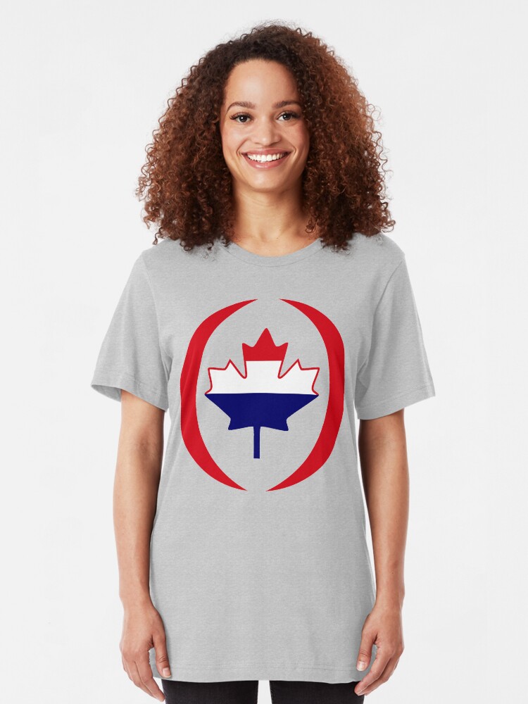 Alternate view of Dutch Canadian Multinational Patriot Flag Series Slim Fit T-Shirt