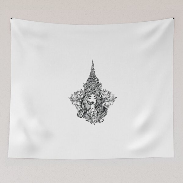 Item preview, Thai Lady with Warrior Guardian drawing Design designed and sold by Wisit Thongngam.
