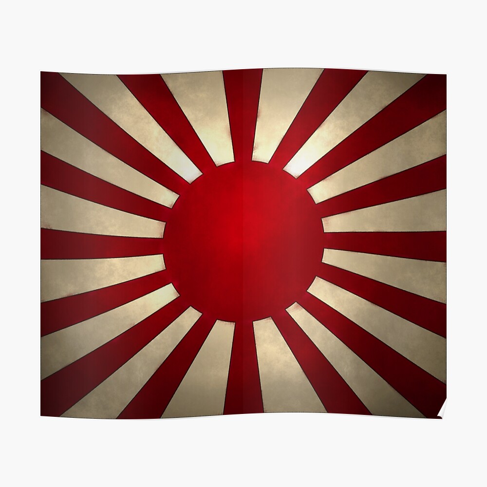 Weathered Imperial Japan Flag Rising Sun Sticker By Solarcross Redbubble