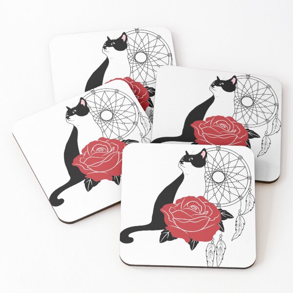 Item preview, Cat, Dreamcatcher and Red Rose designed and sold by Pookko17Design.