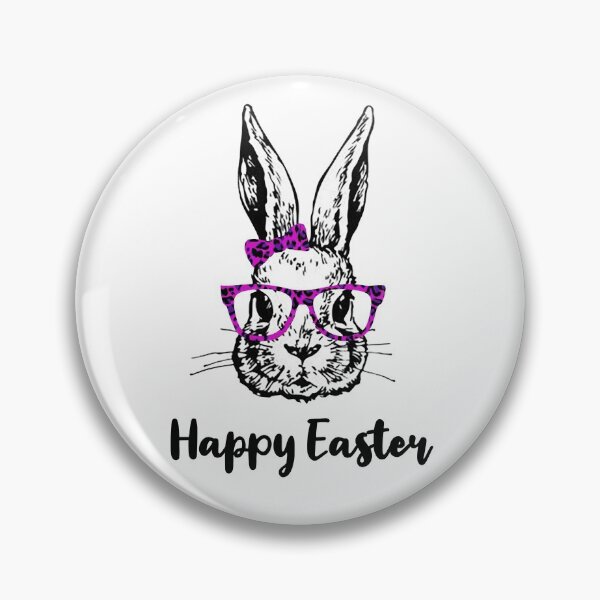 Item preview, Bunny Rabbit with pink Leopard Print Glasses Bow Happy Easter designed and sold by Rabbitti.