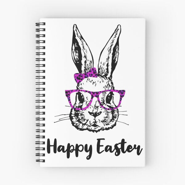 Item preview, Bunny Rabbit with pink Leopard Print Glasses Bow Happy Easter designed and sold by Rabbitti.