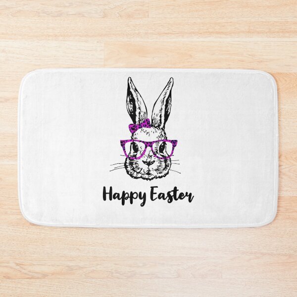 Item preview, Bunny Rabbit with pink Leopard Print Glasses Bow Happy Easter designed and sold by Rabbitti.