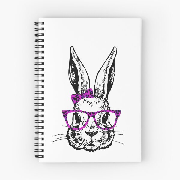 Item preview, Bunny Rabbit with pink Leopard Print Glasses Bow  designed and sold by Rabbitti.