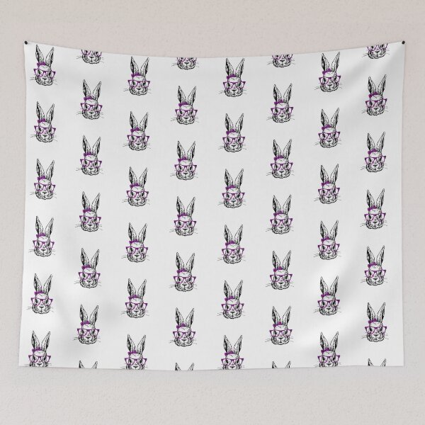 Item preview, Bunny Rabbit with pink Leopard Print Glasses Bow  designed and sold by Rabbitti.