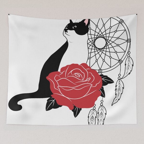 Item preview, Cat, Dreamcatcher and Red Rose designed and sold by Pookko17Design.