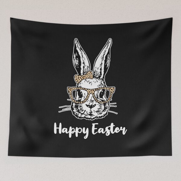 Item preview, Bunny Rabbit with Leopard Print Glasses and Bow Happy Easter designed and sold by Rabbitti.