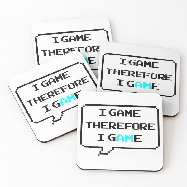 Item preview, I game therefore I am funny I game thefore I GAME pun gamer Classic retro arcade style Black, Bright Blue and White speech bubble (bright white mode) designed and sold by Deegital18.
