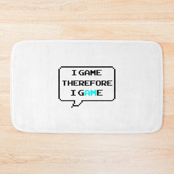 Item preview, I game therefore I am funny I game thefore I GAME pun gamer Classic retro arcade style Black, Bright Blue and White speech bubble (bright white mode) designed and sold by Deegital18.