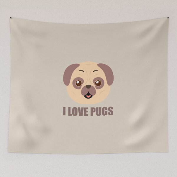 Item preview, I love pugs, Gift For Pug dog Lover designed and sold by Minimalist Quotes and Sayings.