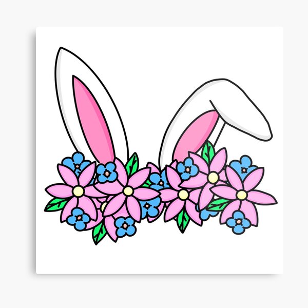 Bunny Flower Crown Metal Print