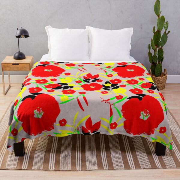 Item preview, Bold Blossoms - Orange, Yellow, Green, Black on Gray designed and sold by AlteredAtelier.