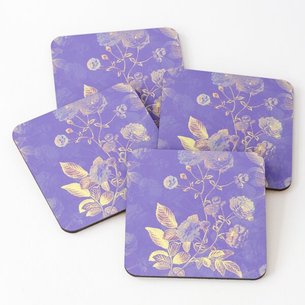 Item preview, Gold Leaf Flower Design on Purple Background designed and sold by HappyRoz75.