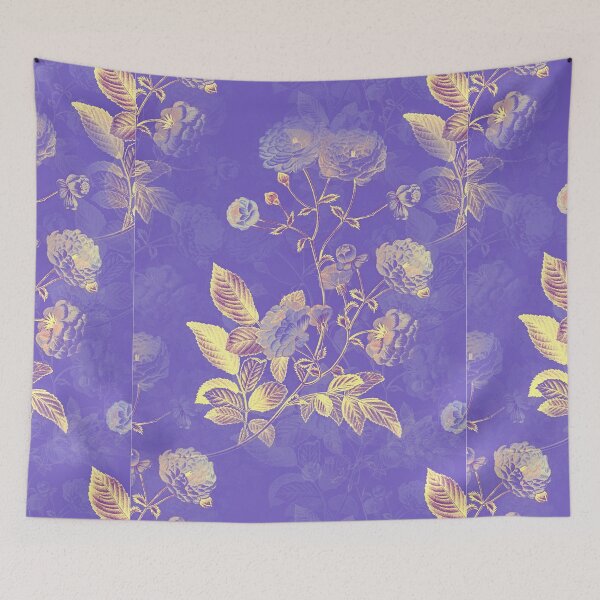 Item preview, Gold Leaf Flower Design on Purple Background designed and sold by HappyRoz75.