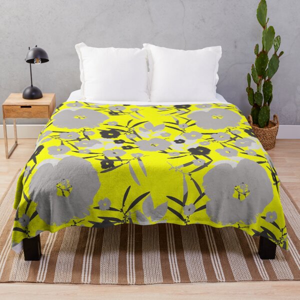 Item preview, Bold Blossoms - Gray and Black on Yellow designed and sold by AlteredAtelier.