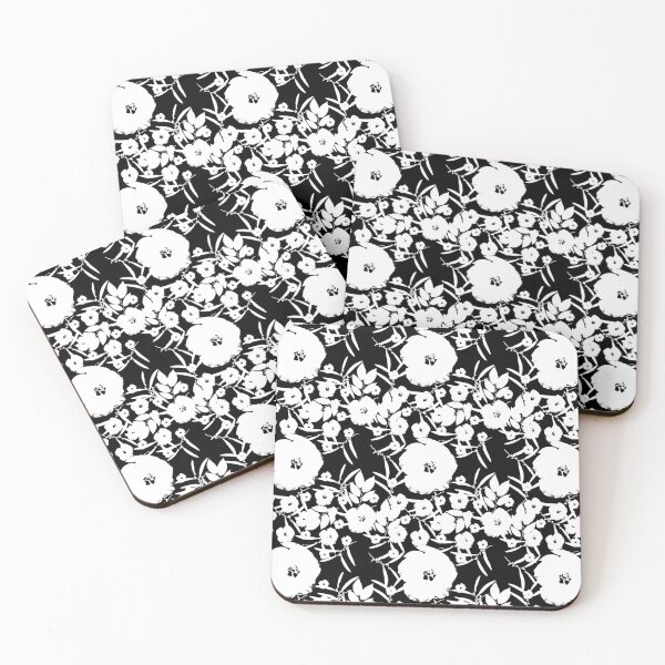 Item preview, Bold Blossoms - White on Black designed and sold by AlteredAtelier.