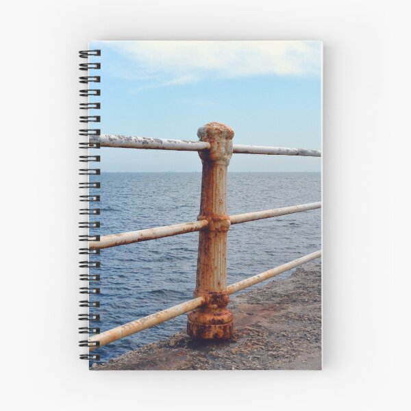 Item preview, The sea and promenade with rusty white handrail. designed and sold by oanaunciuleanu.