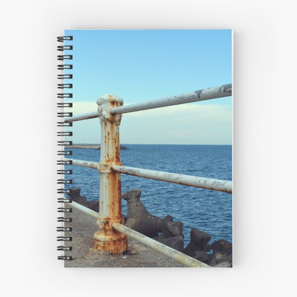 Item preview, The sea and promenade with rusty white handrail. designed and sold by oanaunciuleanu.