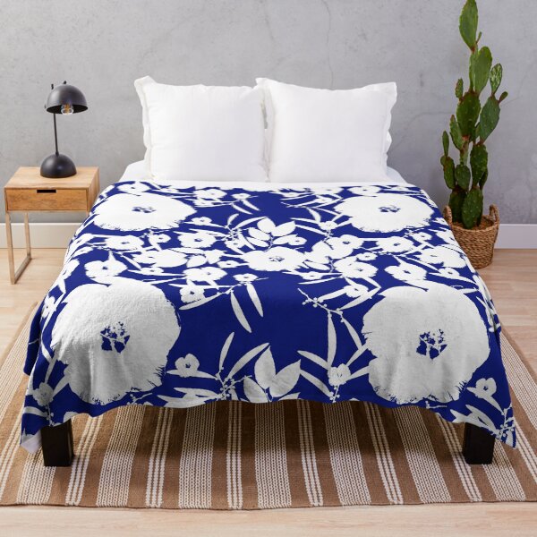 Item preview, Bold Blossoms - White on Blue designed and sold by AlteredAtelier.