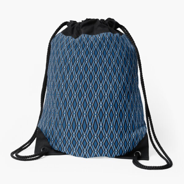 Diamonds Blue Black Drawstring Bag