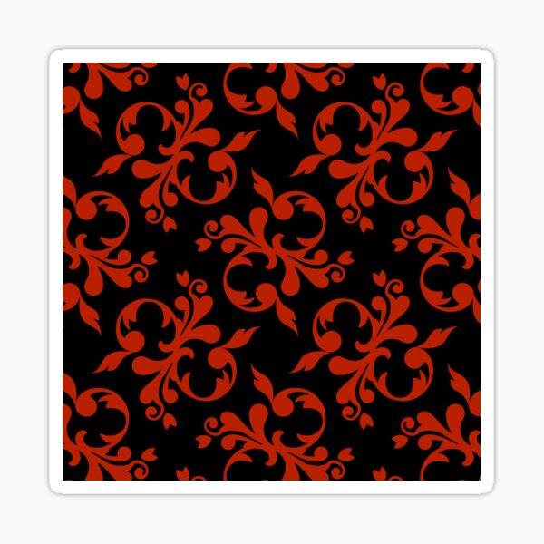 Damasked red on black Sticker