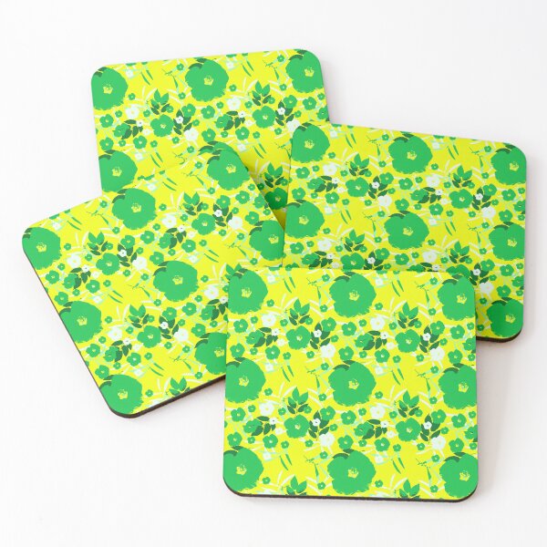Item preview, Bold Blossoms - Green, White, Blue on Bright Yellow designed and sold by AlteredAtelier.