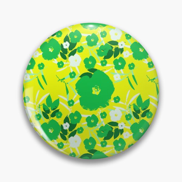 Item preview, Bold Blossoms - Green, White, Blue on Bright Yellow designed and sold by AlteredAtelier.