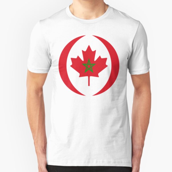 Moroccan Canadian Multinational Patriot Flag Series Slim Fit T-Shirt