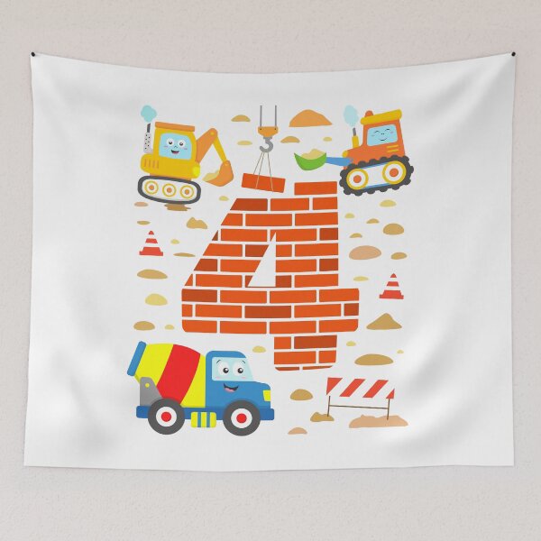 Item preview, Birthday 4 Years Construction Vehicles Excavator Cement Truck designed and sold by samshirts.