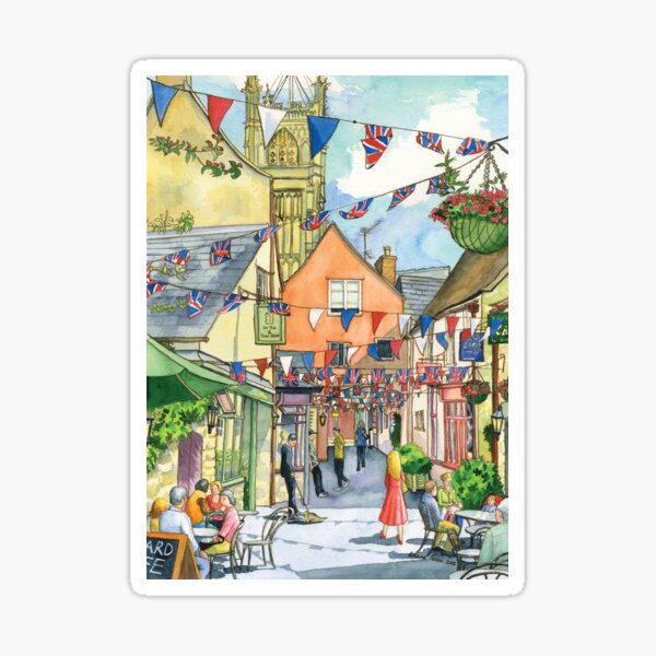 Bunting in Swan Yard, Cirencester, UK Sticker