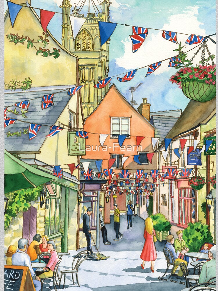 Bunting in Swan Yard, Cirencester, UK by Laura-Fearn