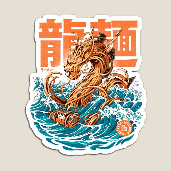 Vista previa del artículo con la obra «Gran Dragón Ramen de Kanagawa», diseñado y vendido por Ilustrata®.