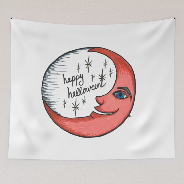 Item preview, Smiling Crescent Moon - Happy Halloween designed and sold by The White Bat.